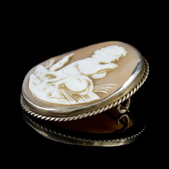 Antique Victorian Bullmouth Shell Cameo Brooch Ci… - image 4