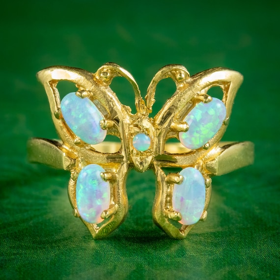 Victorian Style Opal Butterfly Ring 0.90ct Total