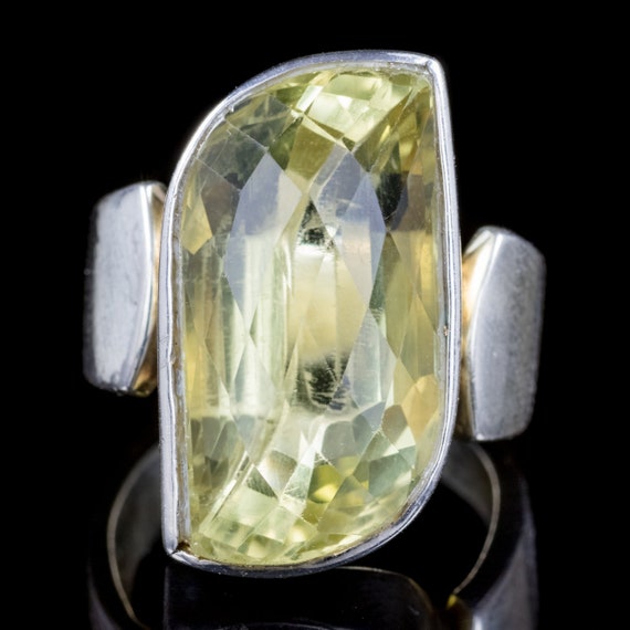 Briolette Cut Citrine Ring Sterling Silver 13ct Ci