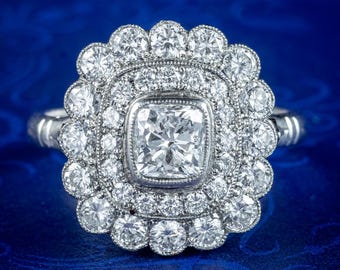 Art Deco Style Diamond Cluster Ring 2.42ct Total