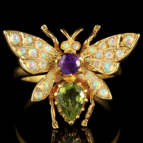 Suffragette Butterfly Ring Opal Amethyst Peridot