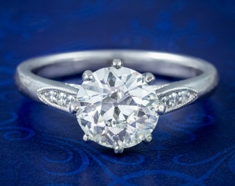 Edwardian Style Diamond Solitaire Ring 1.78ct Diamond With Cert