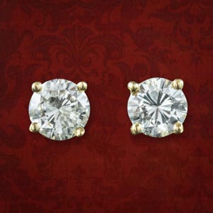 Vintage Diamond Solitaire Stud Earrings 18ct Gold 0.66ct Total