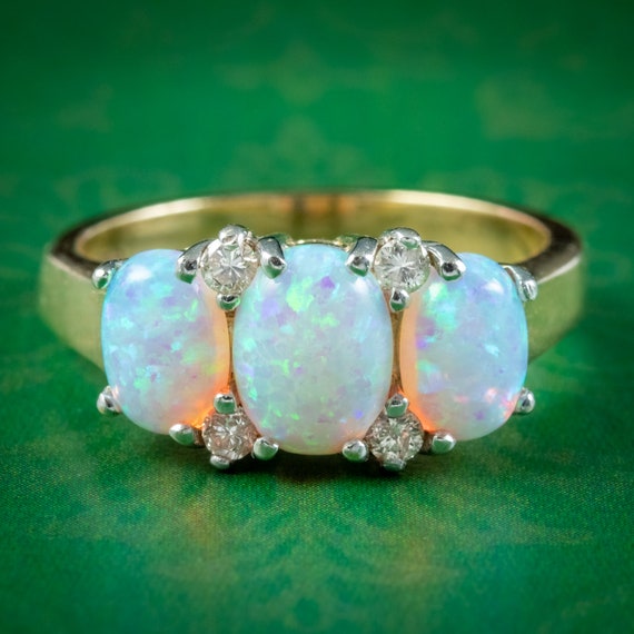 Opal Diamond Ring 3.30ct Of Opal