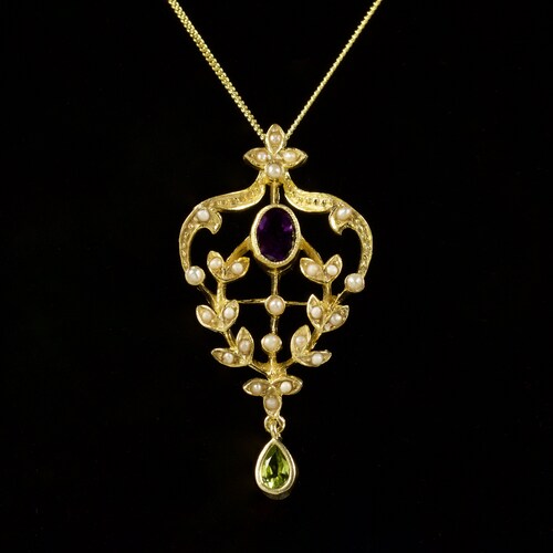 Suffragette Pendant Necklace Amethyst Opal Peridot Silver 18ct - Etsy