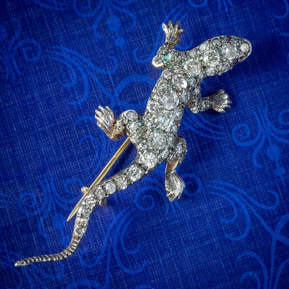 Victorian Style Diamond Lizard Brooch 2ct Of Diamond
