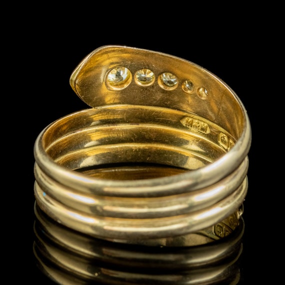 Antique Edwardian Fancy Yellow Diamond Snake Ring… - image 3