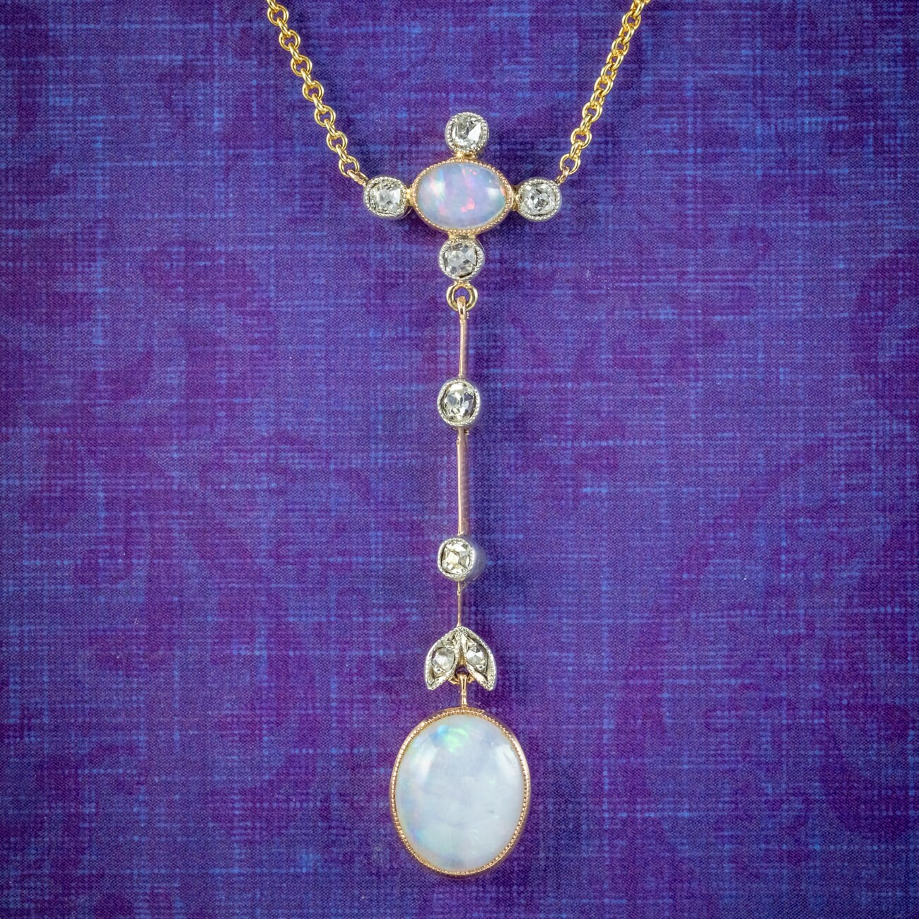 Antique Edwardian Opal Diamond Pendant 