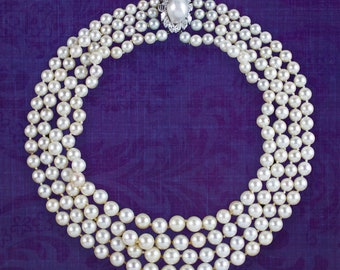 5711- Pearl Necklace With Diamond Heart Clasp - Etsy