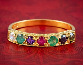 Victorian Style Gemstone Dearest Acronym Ring