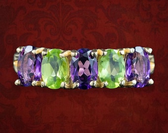 Edwardian Style Suffragette Amethyst Peridot Ring