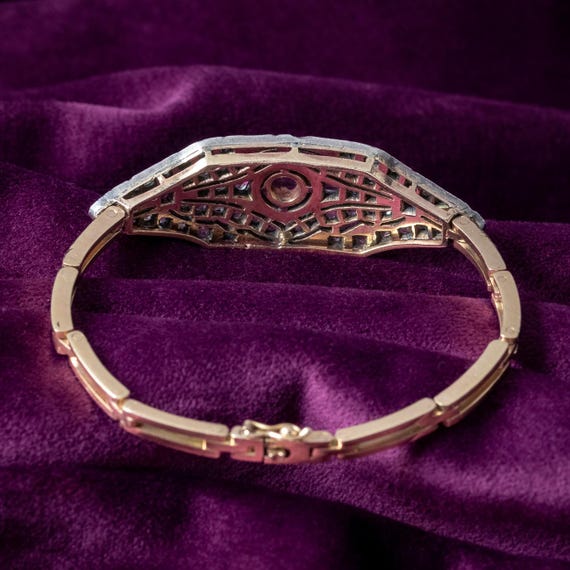 Antique Victorian Ruby Diamond Cluster Bracelet S… - image 8