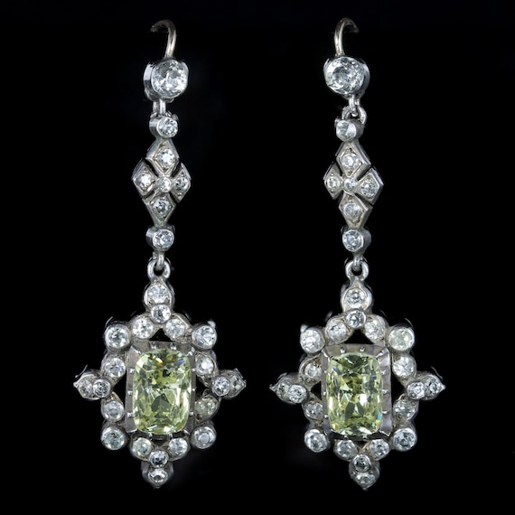Antique Victorian Paste Silver Earrings Circa 1860