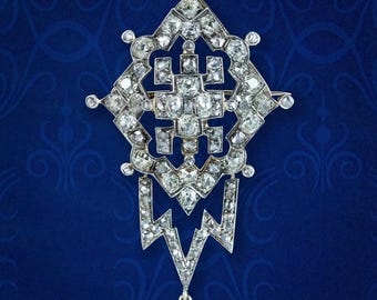 Antique Victorian Diamond Dropper Brooch 5ct Total