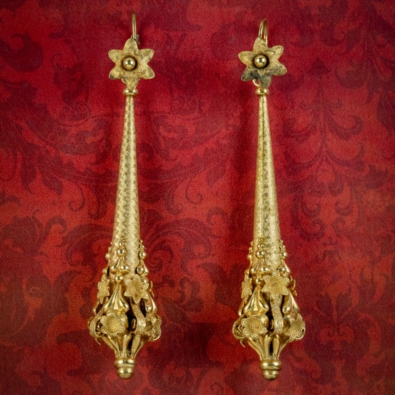 Antique Georgian Night And Day Earrings Pinchbeck 18ct Gold Gilt