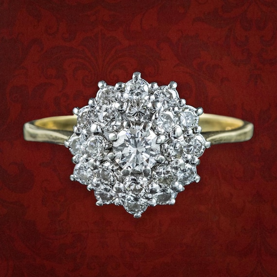 Vintage Diamond Cluster Ring 1ct Total