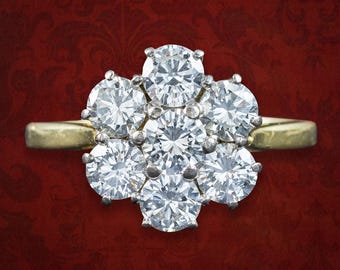 Vintage Diamond Cluster Ring 2.1ct Total Dated 1981