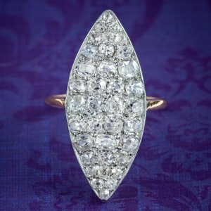 Antieke Victoriaanse diamanten Navette Clusterring 2,5 kt in totaal