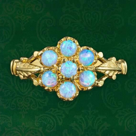 Victorian Style Opal Flower Cluster Ring