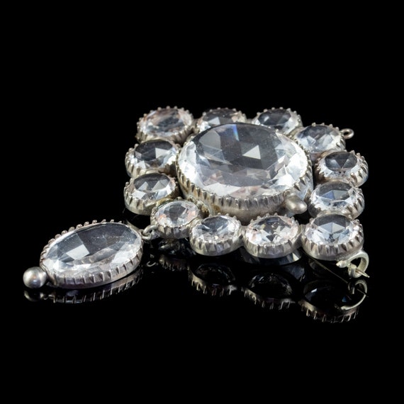 Antique Victorian Rock Crystal Brooch Silver Circ… - image 4
