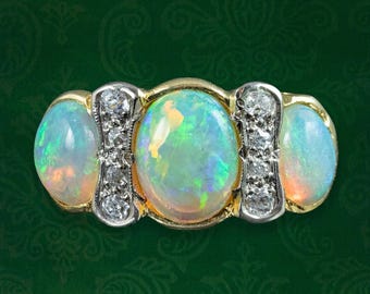 Antique Victorian Opal Diamond Ring 2.3ct Total