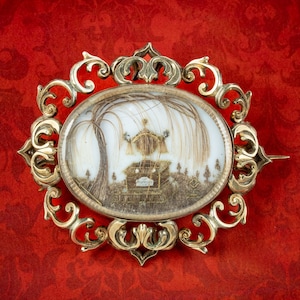 Antique Georgian Memento Mori Mourning Brooch 18ct Gold