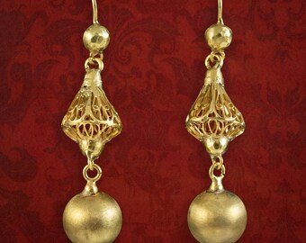 Antique Victorian Drop Earrings 15ct Gold Circa 1890