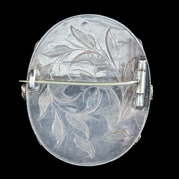 Antique Victorian French Garnet Brooch Silver Gol… - image 4