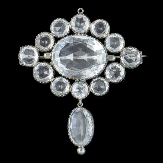 Antique Victorian Rock Crystal Brooch Silver Circ… - image 2