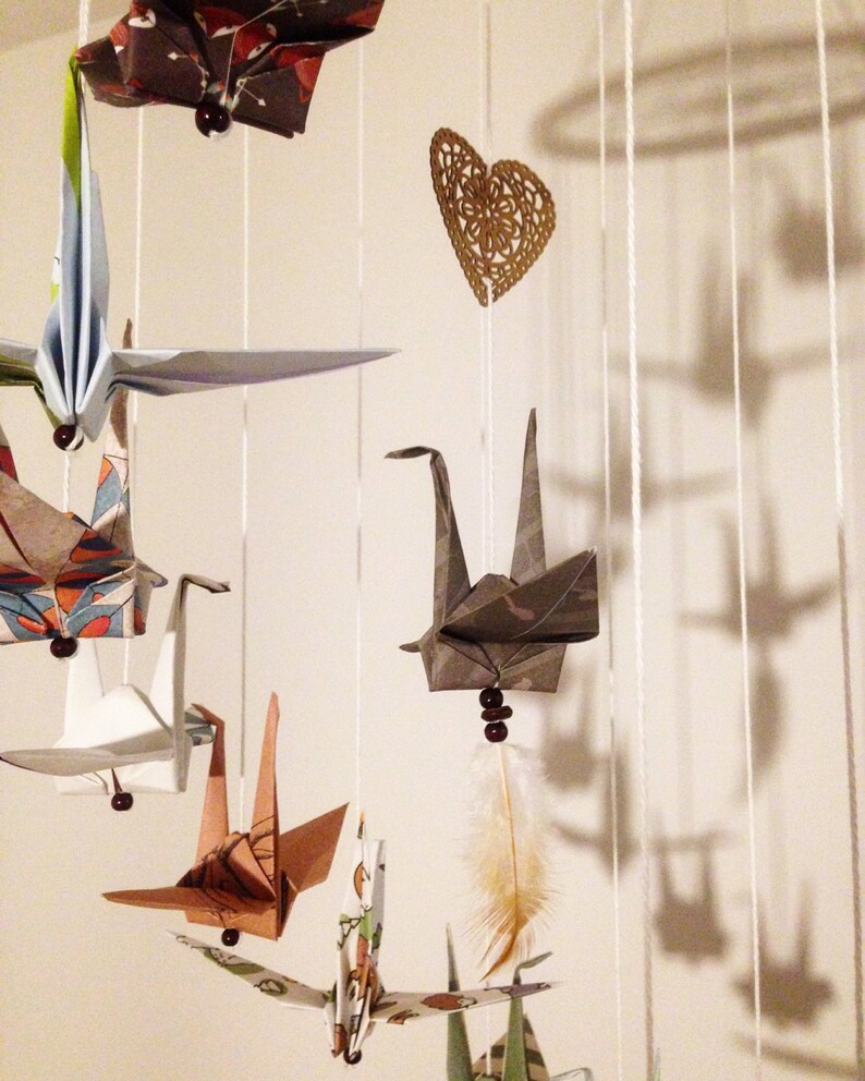 Custom Made Baby Mobile With Origami Cranes & Dream Catcher Etsy