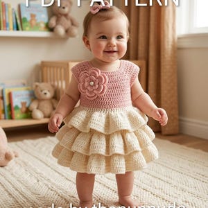 Crochet Baby Clothes Pattern, Flower Applique, Ruffle Skirt (PDF Download)English version only