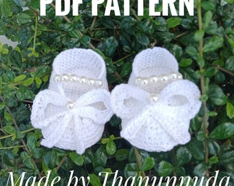 Crochet  Baby shoe pattern,Christening shoe , Baptise shoe  , Baby girl shoe , Crochet Baby shoe Pattern ,PDF (Size newborn  to 1 years)