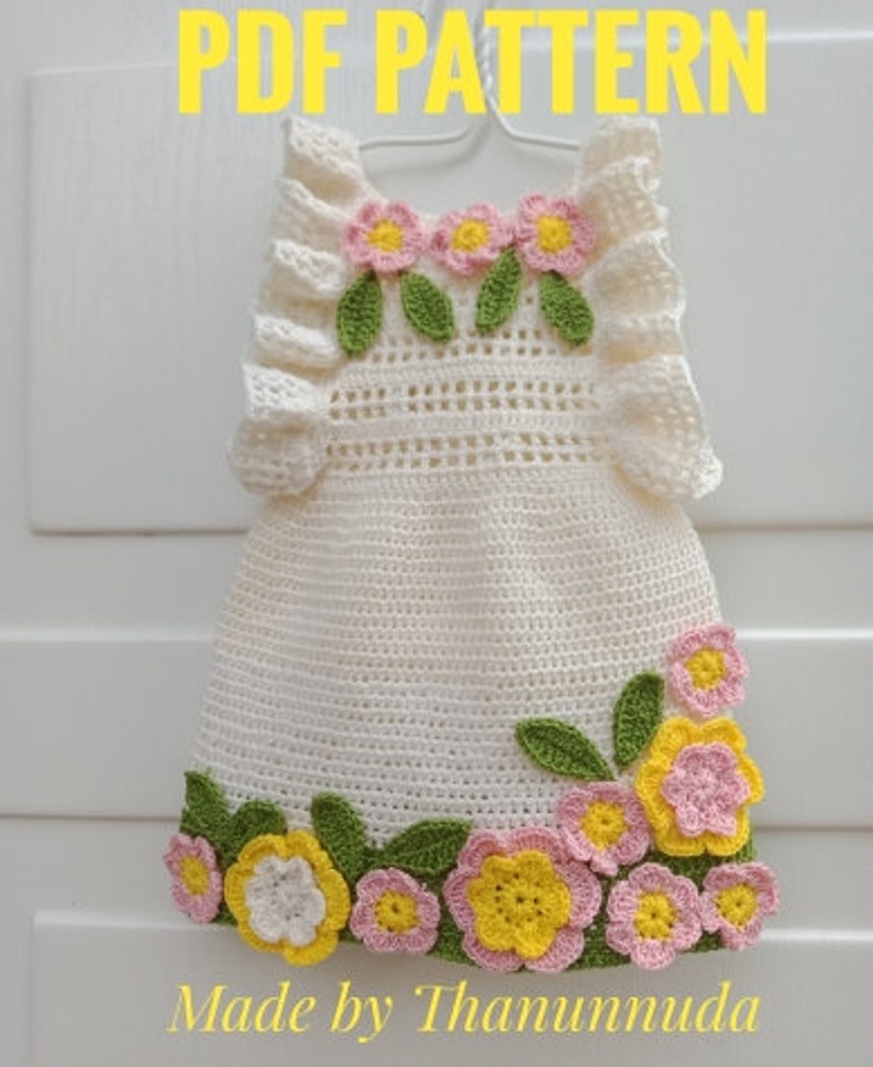 Size 6 months to 4 years summer dress pattern PDF Crochet Baby Dress Patterns Crochet Baby Dress pattern summer Dress Pattern