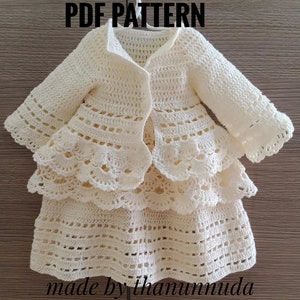 Crochet PATTERN cardigan , baby Dress Pattern ,Crochet dress, Baby girl Clothes , Crochet Baby Dress Pattern ,PDF (Size up to 4 years)