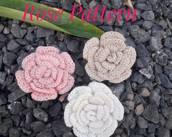Crochet Rose  PATTERN, Crochet flower Pattern,     rose Pattern,Rose Flowers,Digital Download File