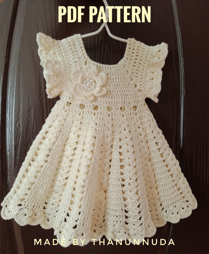 Crochet Baby Dress pattern ,Christening Dress Pattern ,Baptis dress , Girl dress , Christening Dress ,PDF Size up to 4 years zdjęcie 2