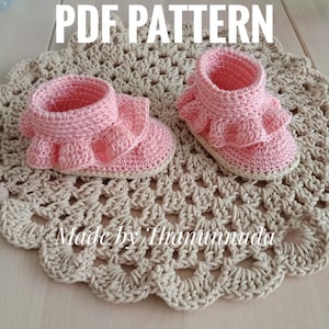 Crochet  Baby shoe pattern,Christening shoe , Baptise shoe  , Baby girl shoe , Crochet Baby shoe Pattern ,PDF (Size newborn  to 1 years)