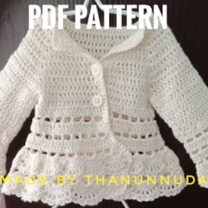 Crochet PATTERN cardigan , baby Dress Pattern ,Crochet dress, Baby girl Clothes , Crochet Baby Dress Pattern ,PDF (Size up to 4 years)