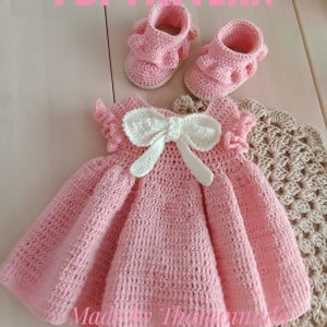 Patroon gehaakte babyjurk en schoenen: doopoutfit (pdf)