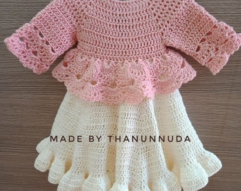 Crochet  Baby Dress pattern ,Christening dress ,Baptise dress, baby dress pattern, Crochet Baby Dress Pattern ,PDF (Size up to 4 years)