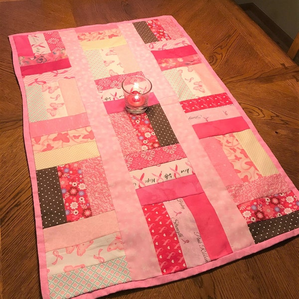 Cancer Comfort Throw, Table Topper, Table Runner, Pink Ribbon, Baby Changing Pad, Wheelchair throw, Breast Cancer