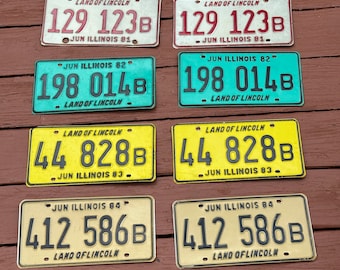 Vintage 1980s Illinois Truck License Plates - Land of Lincoln - Set of 2