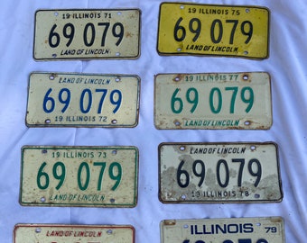 Choice:  1970s Original Illinois License Plates, Same Plate Number, Vintage Plates, 69079 Series