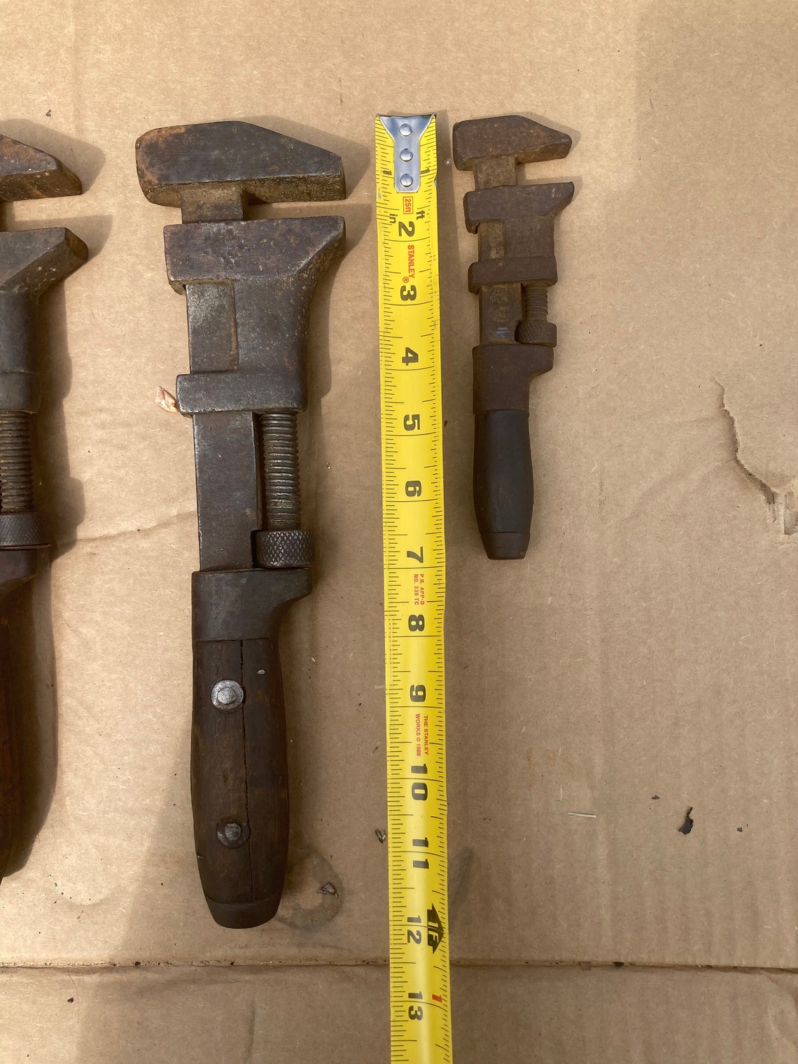 Set of 4 Vintage Adjustable Pipe Wrenches with wood Handles Etsy