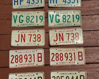 Vintage Illinois License Plates (Pair): 1970s Car/Truck, Land of Lincoln