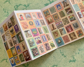 80 vintage style Italian small stamp stickers for scrapbooking and journaling.