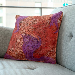 Pink & Purple Aboriginal Cushion Cover | "Dry Lake" Design | Throw Pillow Cover | Square plus Lumbar Options | 18"/20" Made Australia
