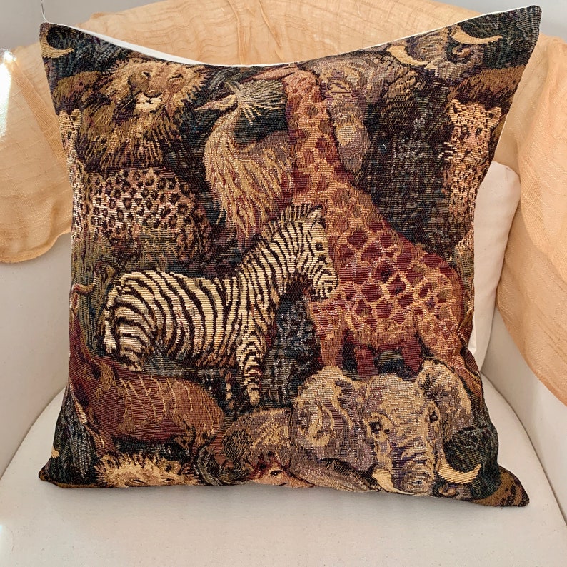 Vintage Animal Tapestry Thick Textured Fabric Cushion Cover. Etsy