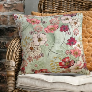 Delicate Green French Country Florals Cushion Covers | Square & Lumbar | 14"/16"/18"/20" Made Australia