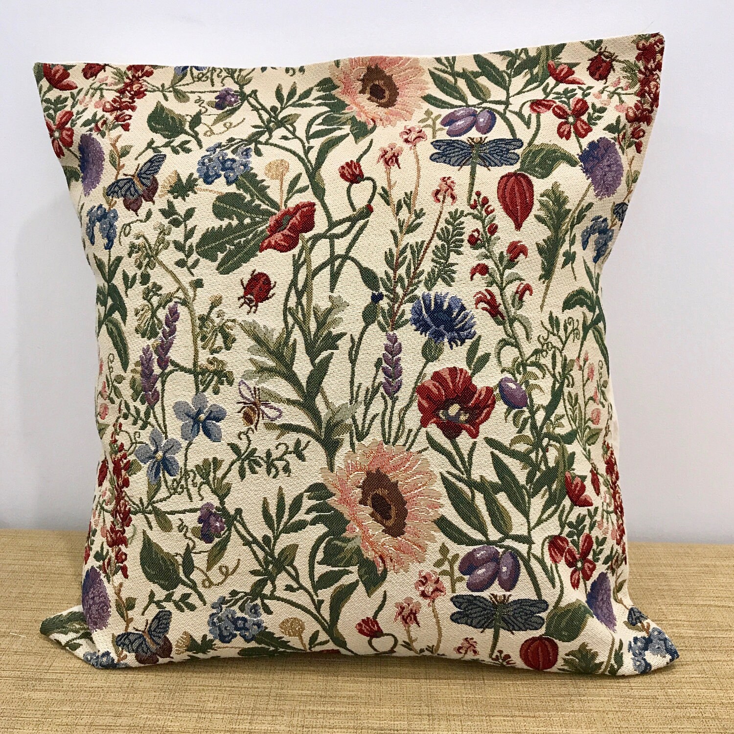 Victorian Floral Cushion Cover. Tapestry Fabric. Textured Etsy